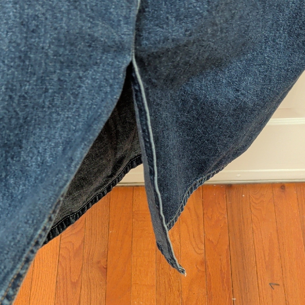 Gap Workwear Dark Blue Long Denim Trench Coat - Picture 9 of 14
